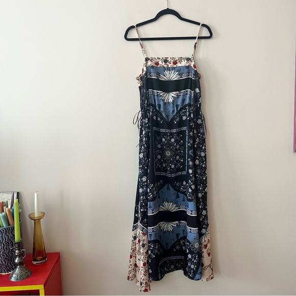 Sandro Niels Tapestry Floral Mixed Print Satin Midi Dress - Picture 2 of 12